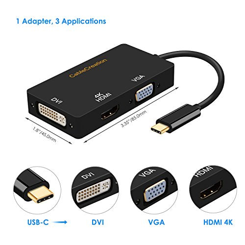 in 1 USB C to HDMI DVI VGA Adapter |