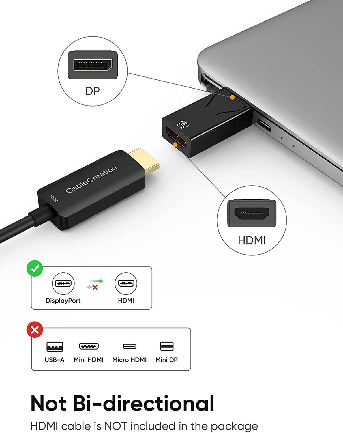 DisplayPort to HDMI Adapter CableCreation