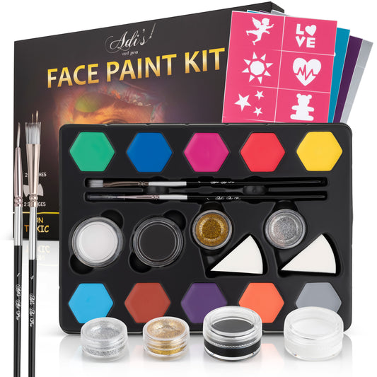 KHOLEZ Face Paint Kit for Kids, 18 Vibrant Colors Water-Based Face Body  Painting Kit with