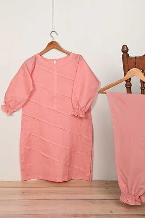 STP-164B-Pink - 2Pc Pc Jacquard Paper Cotton Dress With Pc