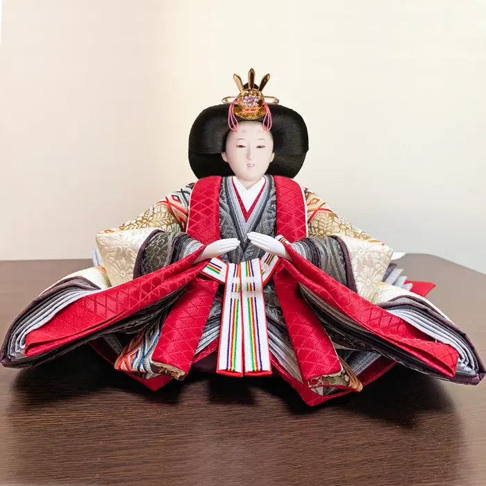 秀逸な伝統工芸品の雛人形 間口横幅80cm お雛様 雛飾り【ちづる雛 