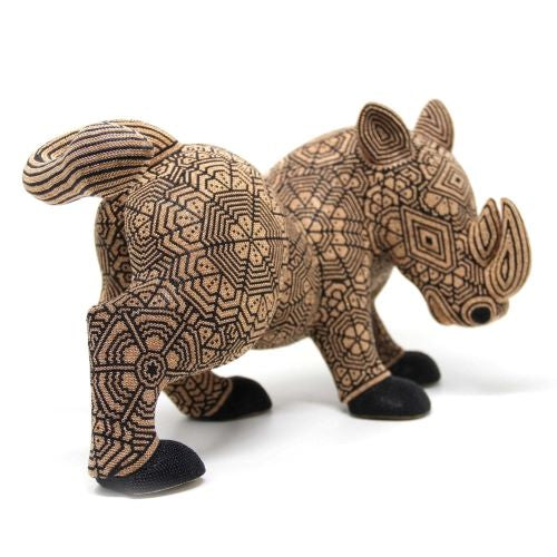 Huichol Art Sculpture - Rhino Kuka