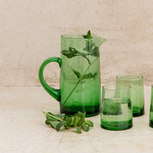 Euna - Dark Green Glass Water Cup With Straw – Eunaliving