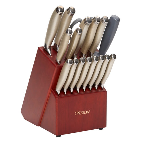 Oneida Moda Lux Set of 4 Steak Knives Brushed Gold 18/10 Stainless Steel