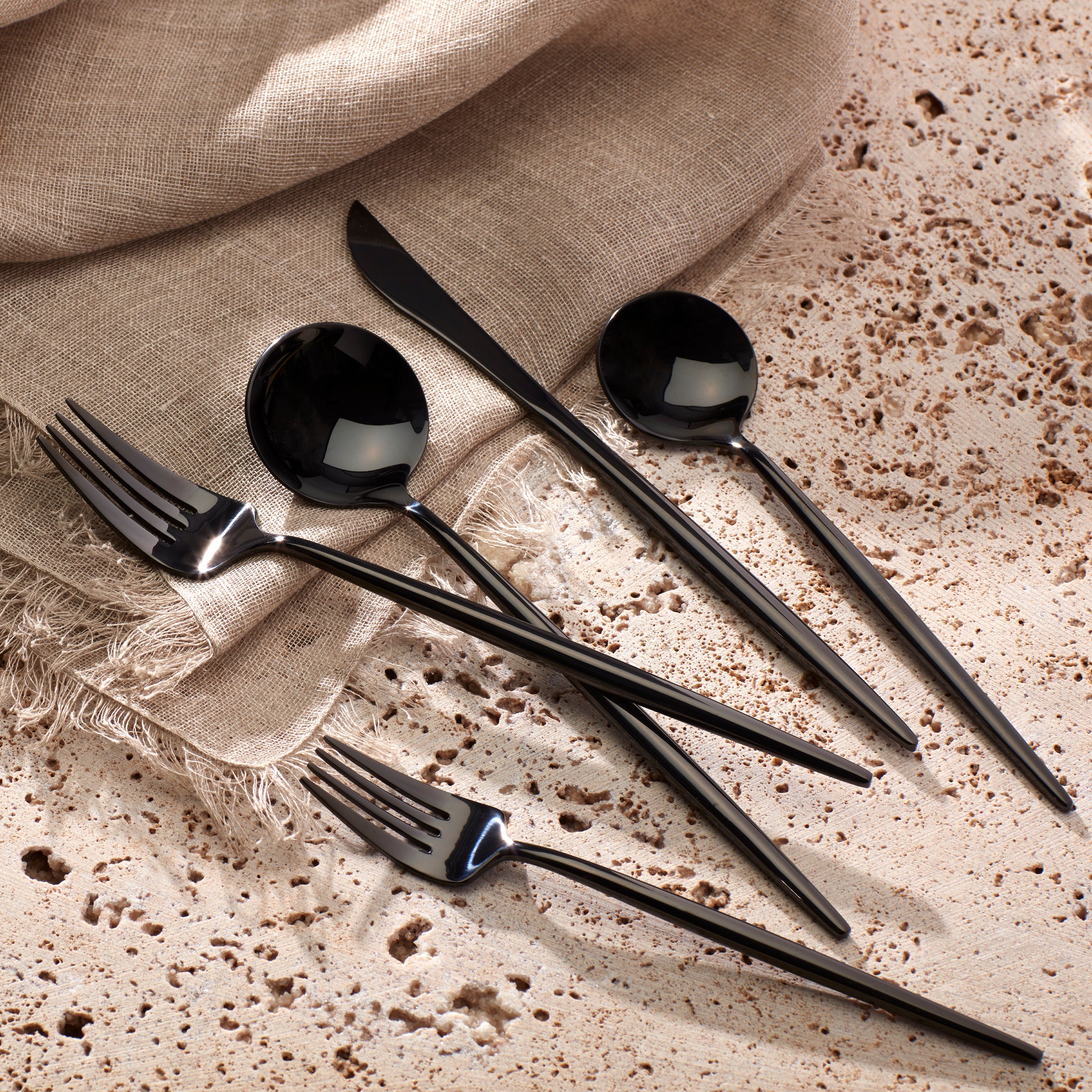 Matte Black Silverware Set - viishow 20-Piece Stainless Steel Flatware Set  for 4, Matte Tableware Modern Satin Finished Kitchen Cutlery Set Eating