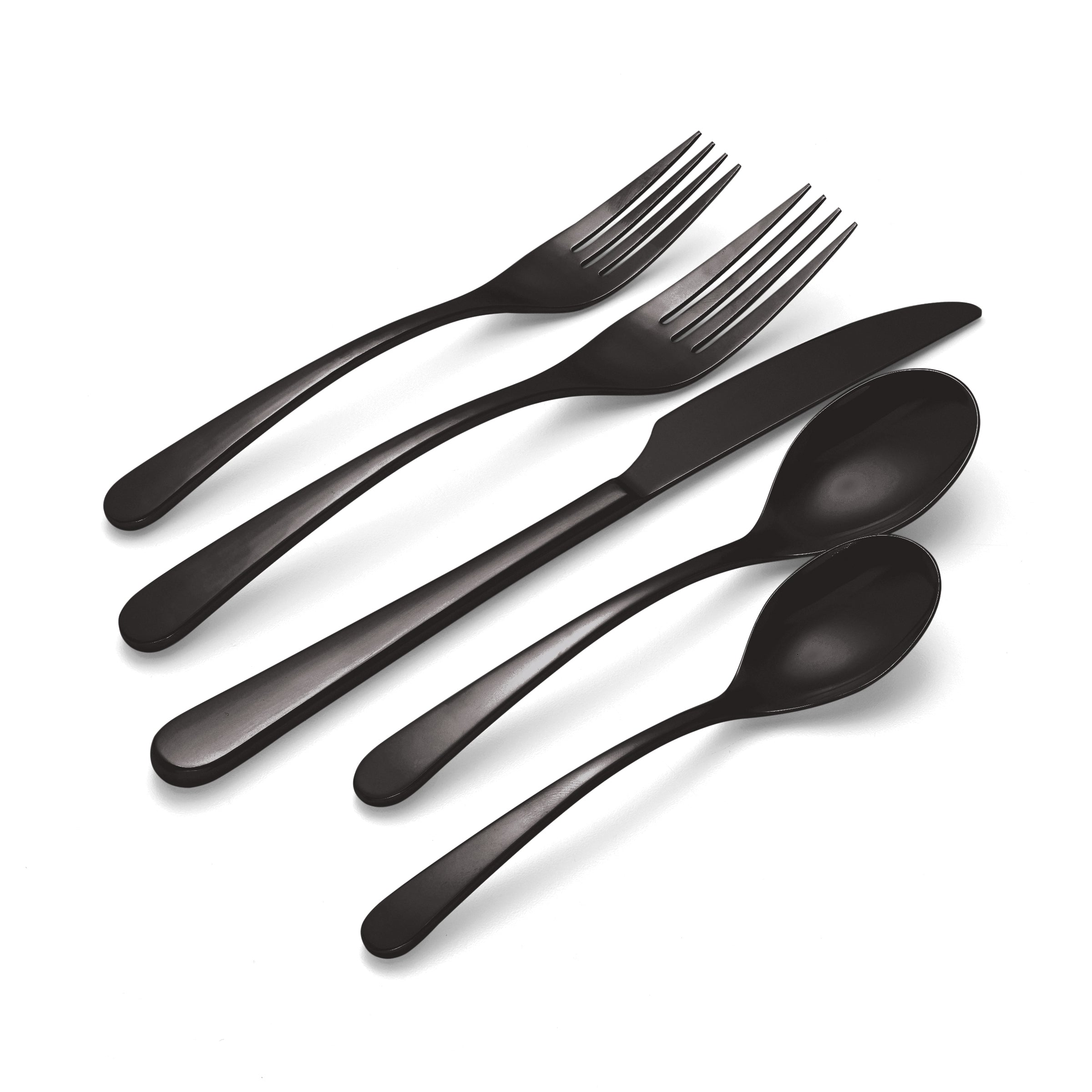 Matte Black Silverware Set - viishow 20-Piece Stainless Steel Flatware Set  for 4, Matte Tableware Modern Satin Finished Kitchen Cutlery Set Eating