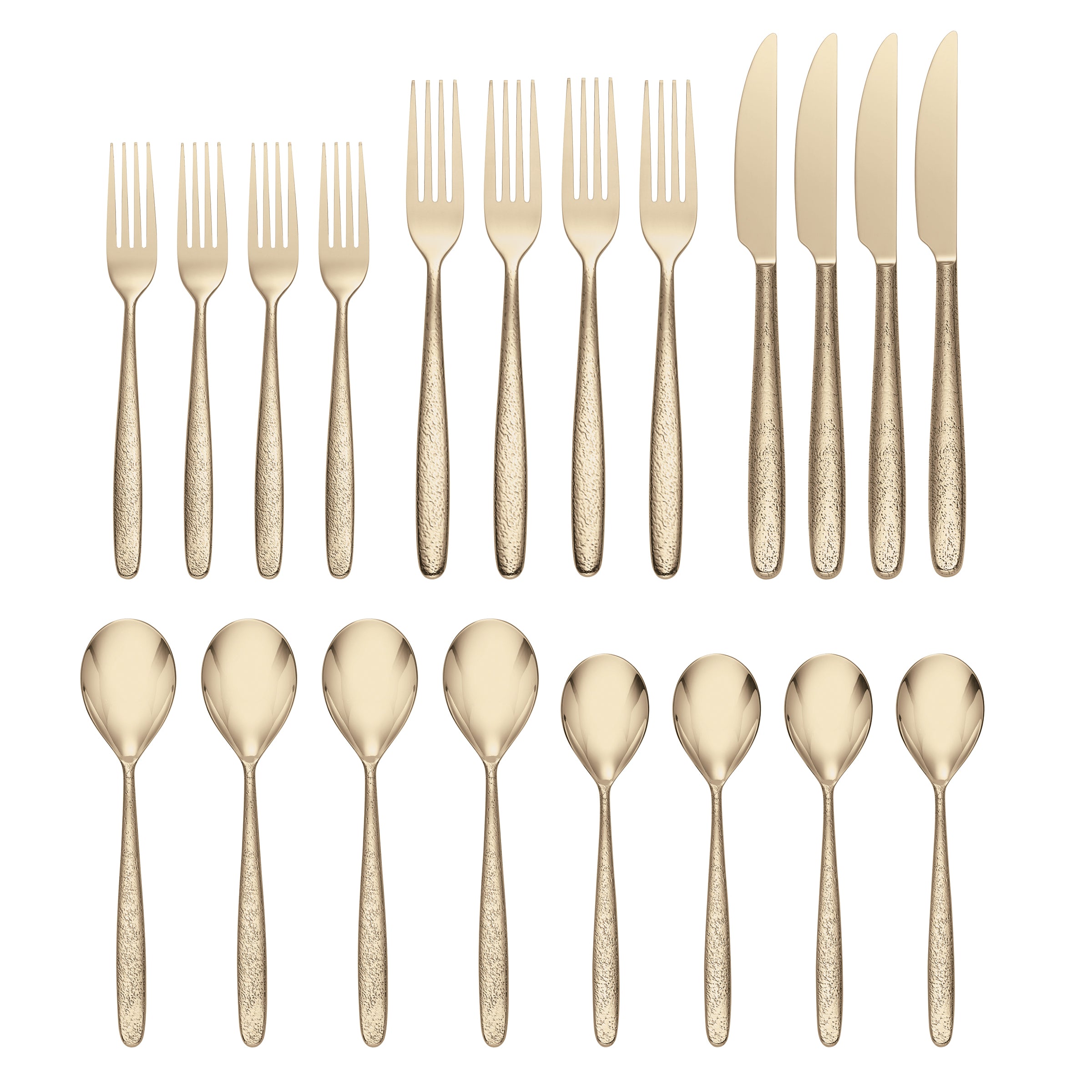 Wave 48-Piece Stainless Steel Flatware Cutlery Set, Gold Plated