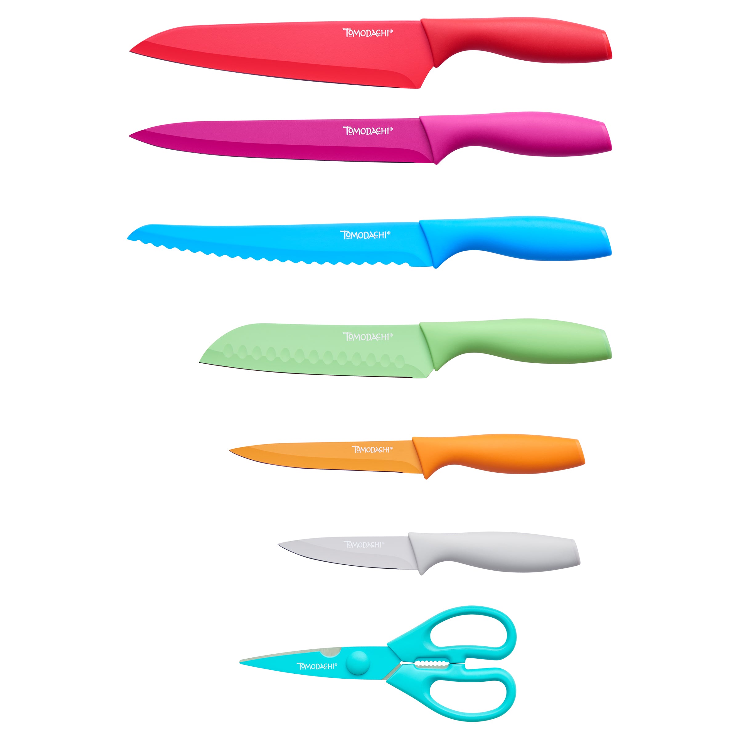 Buy the Bundle of 5 Assorted Multicolor Tomodachi by Hampton Forge Knives  w/ Sheaths