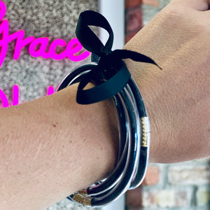 Black Bangle Bracelet Stack - Glitter & Grace Boutique