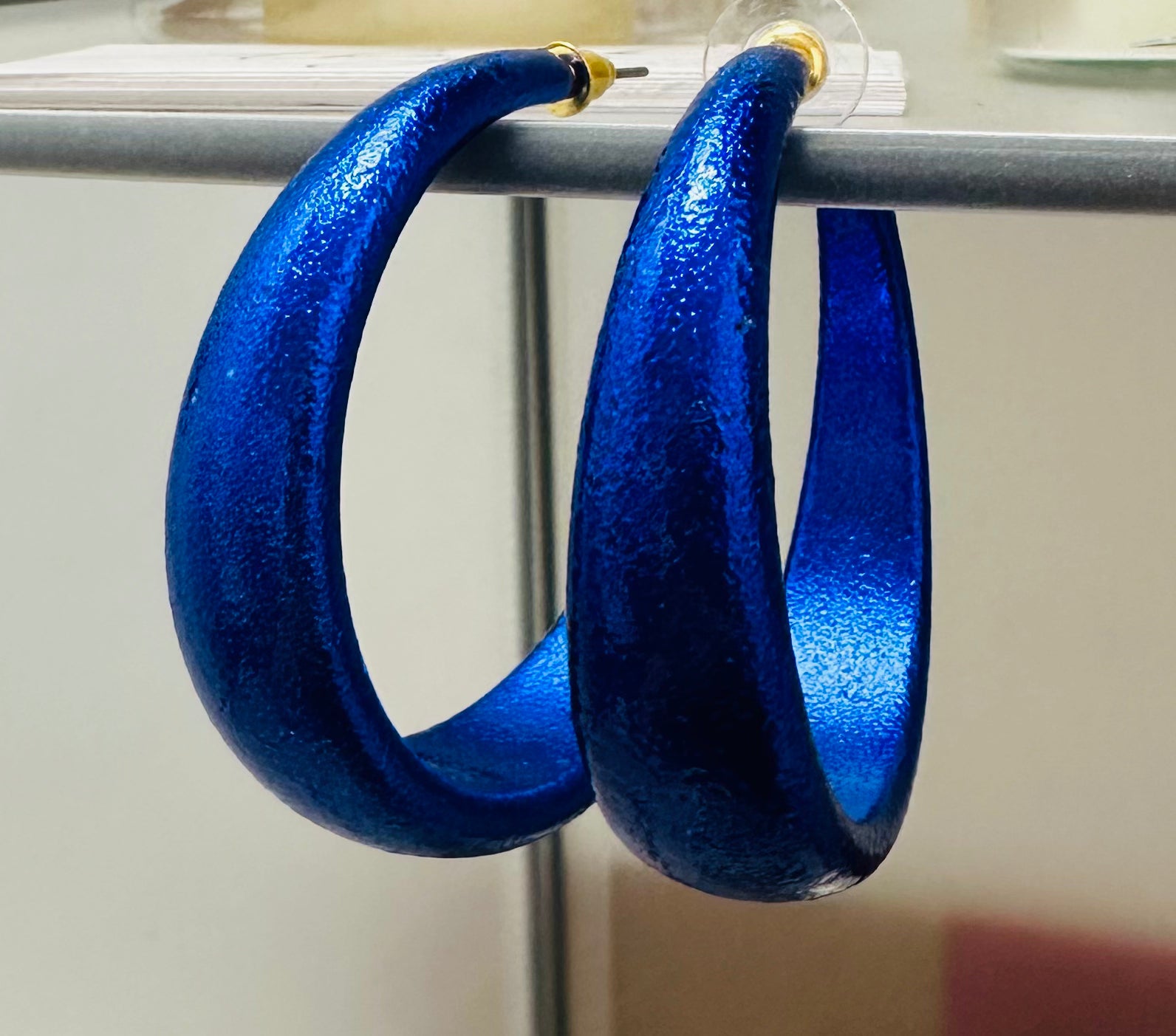 Blue Hoop Earrings
