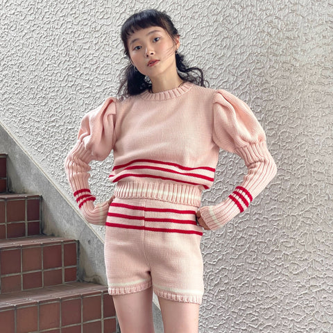 SHEEP別注】Cheerleader knit tops / PINK / パフスリーブニット