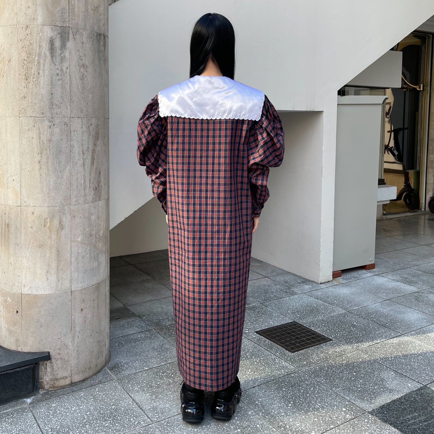 SWEET HOME SAILOR DRESS / NAVY CHECK / パフスリーブ | シープ