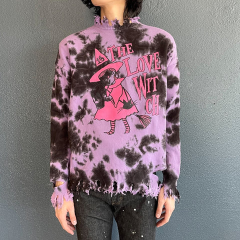 DESTROY PULLOVER KNIT THE LOVE WITCH PRINT / PURPLE / ダメージニット | シープ / SHEEP  | KIDILL