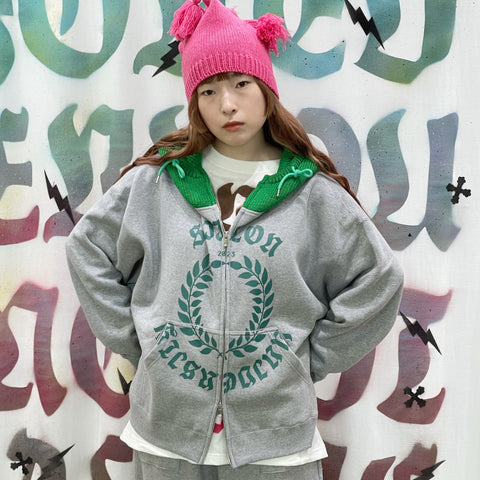 University hoodie / GRAY×GREEN / ジップアップフーディー | シープ