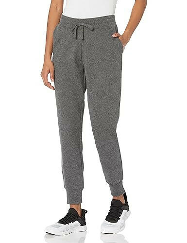 Amazon Essentials Women's Fleece Jogger Sweatpant (Available in Plus Size), Charcoal Heather, 5X - SQN Sport product image