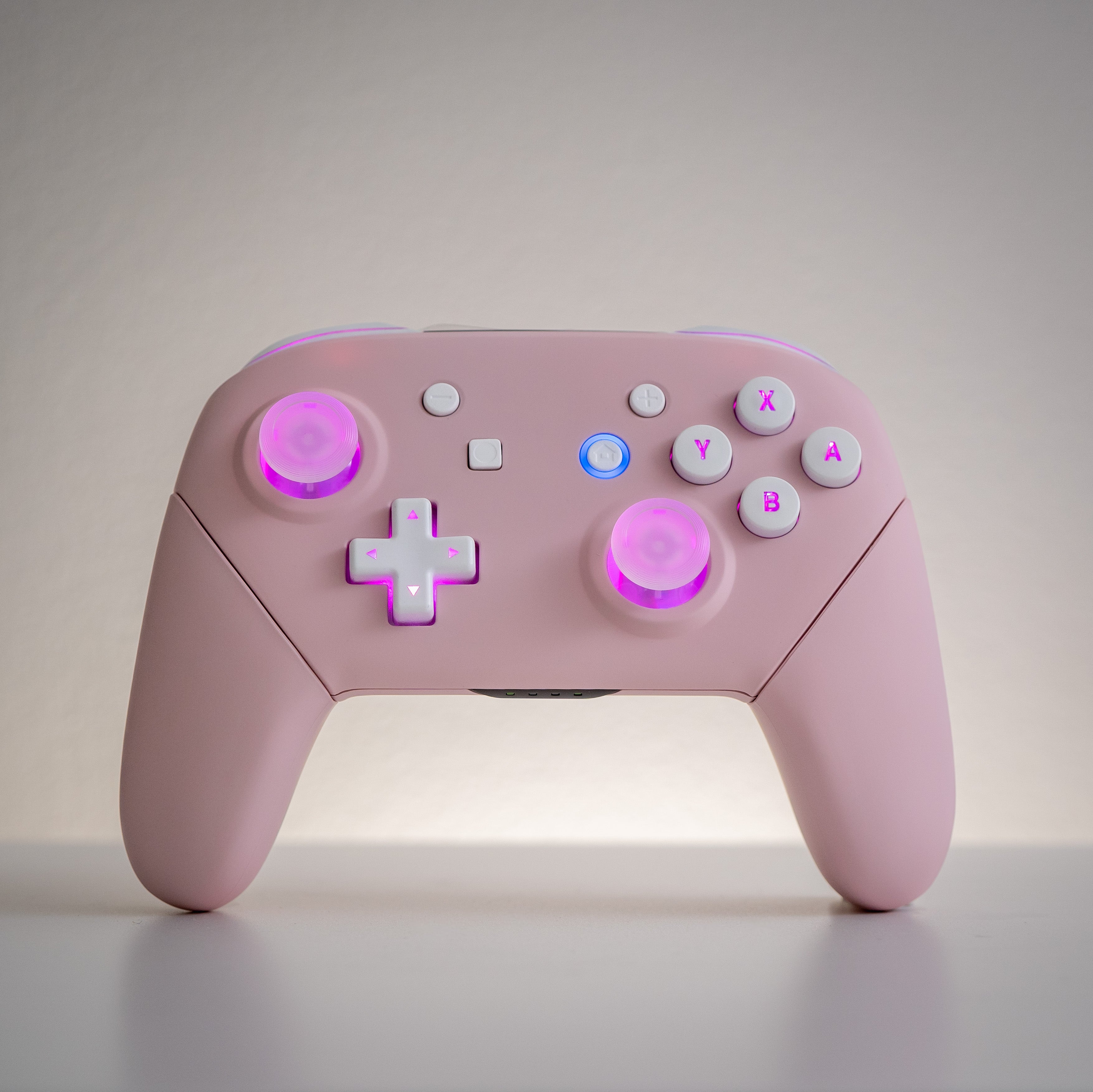 Pink Switch Pro-Controller LED Mod With White Backlit Buttons and Clear Analogue Sticks