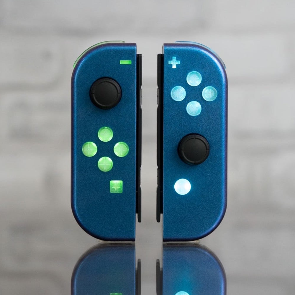 Custom LED Joy-con Controllers Flamin Blue Backlit MOD 