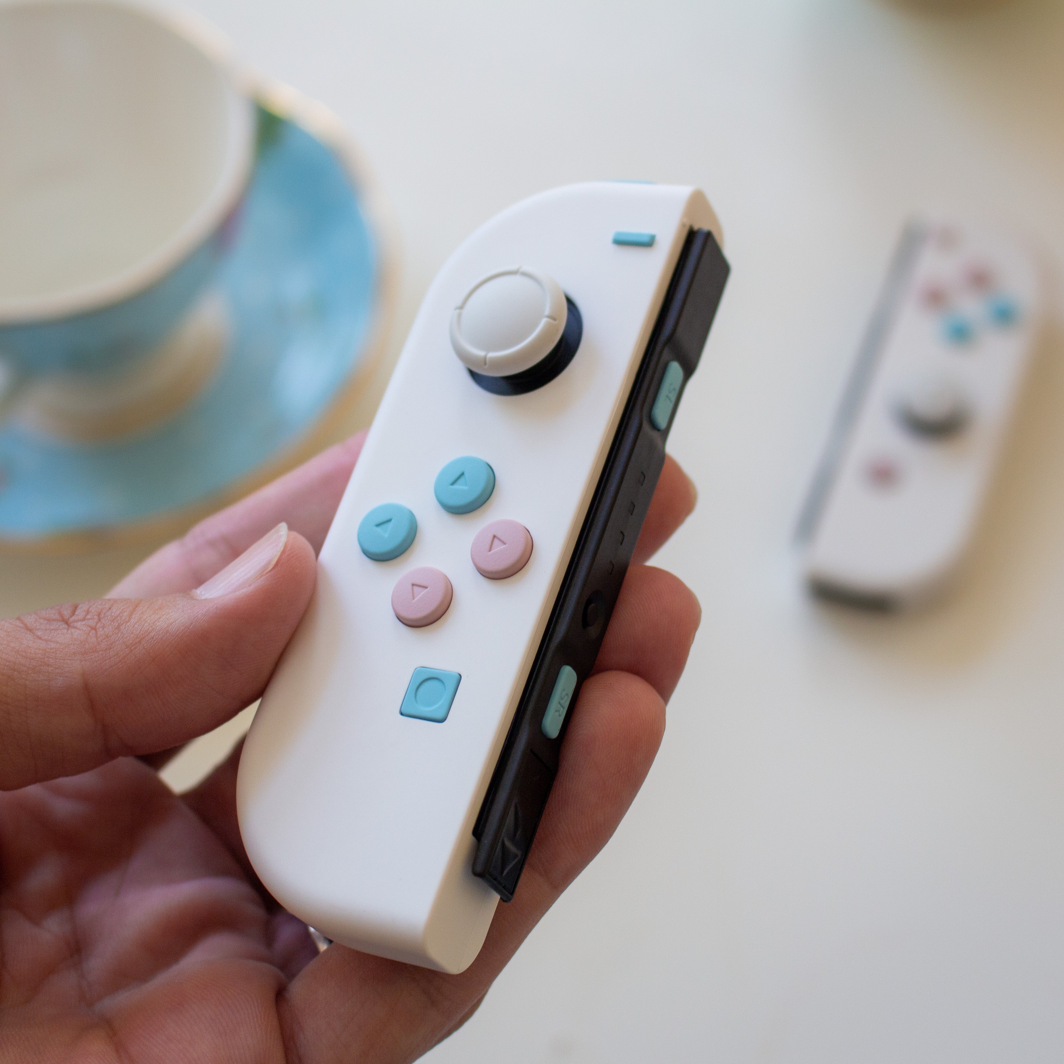 Custom JoyCons Nintendo Switch Joy-Con Controller Mods White with Pink and Blue Pastel Buttons