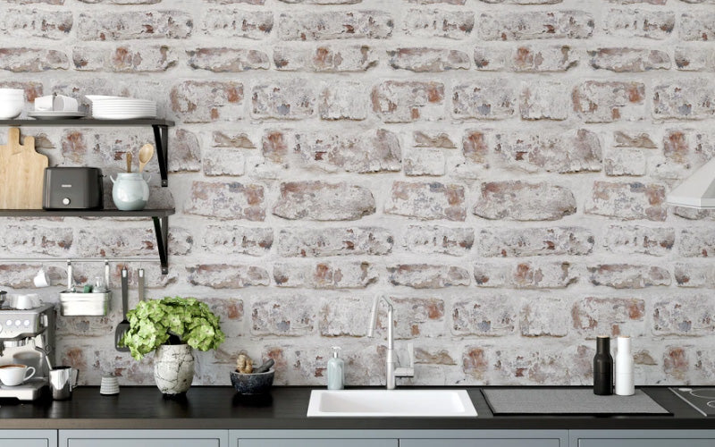 Brick Wallpaper Kitchen