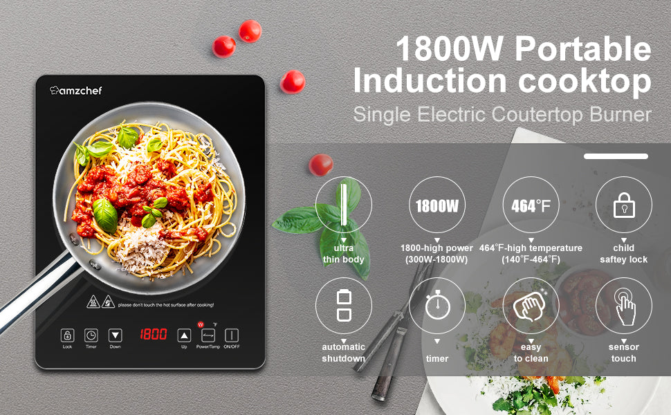 AMZCHEF Built-in Induction Stove with 5 Burners Triple and Toasting Zone