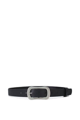 Matte Silver Chunky Buckle Belt in Black and Silver
