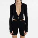 Sweater Long Sleeve Button Two-Way Woolen One-Piece Shorts Rompers