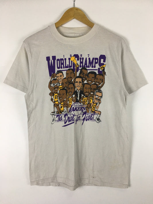 vintage Lakers NBA Championship caricature tee