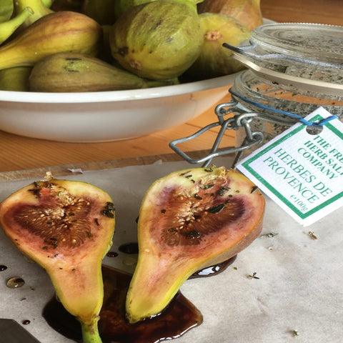 roasted figs with herbs de Provence fresh herb sea salt seasoning from The Fresh Herb Salt Company