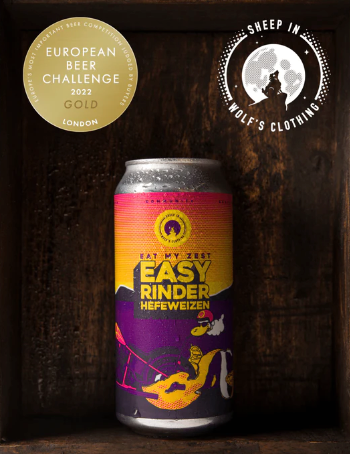 Easy Rinder, an award-winning citrus wheat beer from Sheep in Wolf's Clothing Brewery