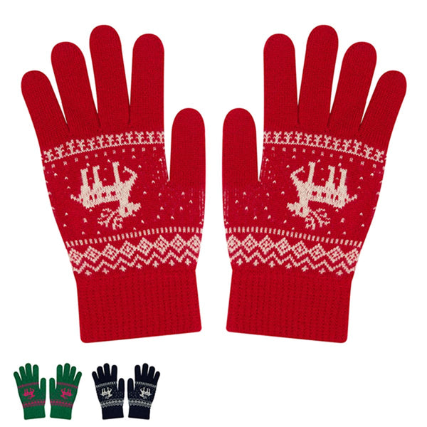 Reindeer patterned cashmere gloves