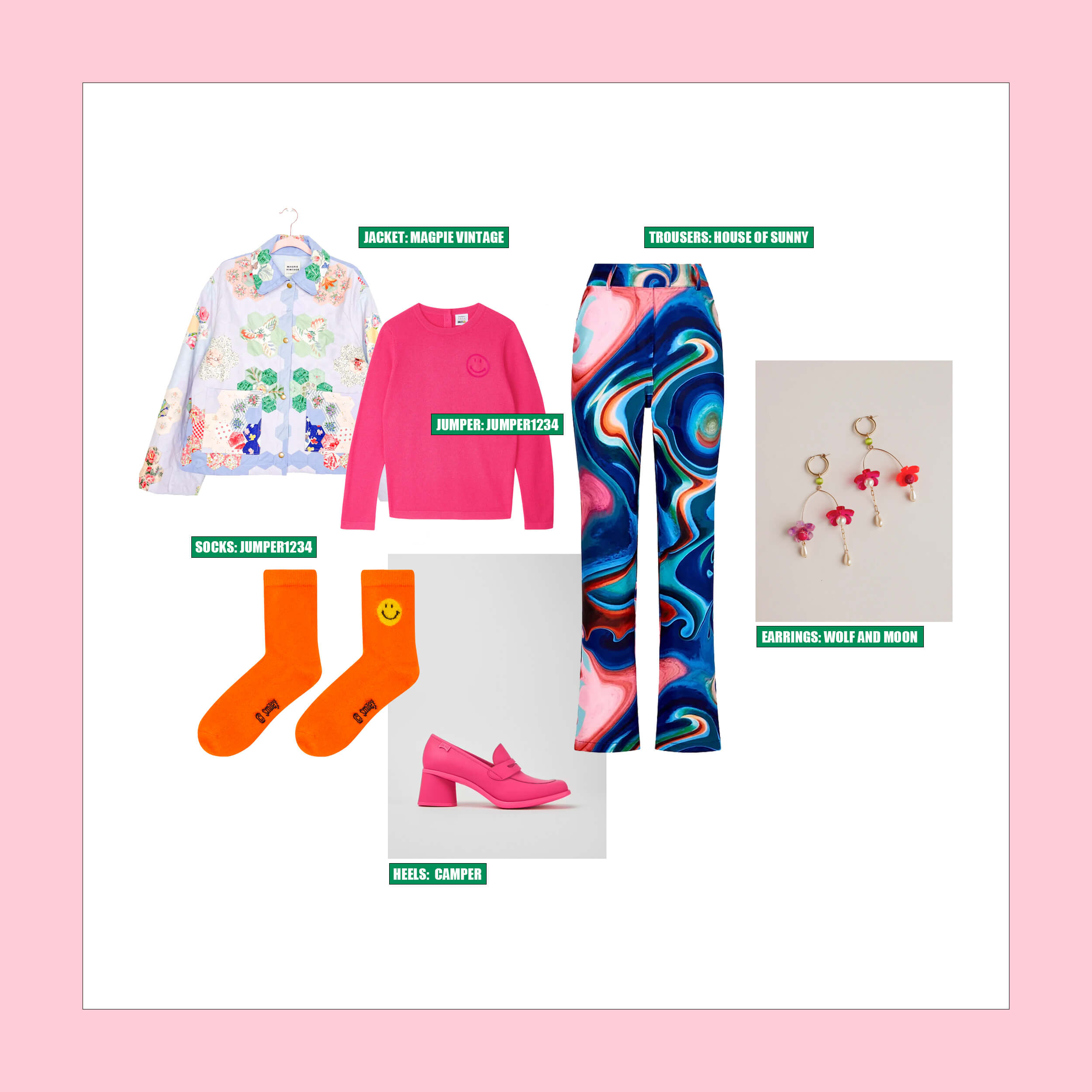 Darcie aw22 outfit montage, colourful styles