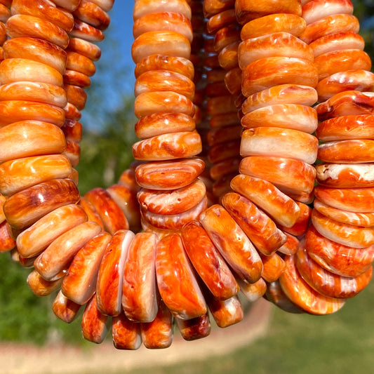 Orange Spiny Oyster Shell Heishe Beads 10-11mm - Genuine 16