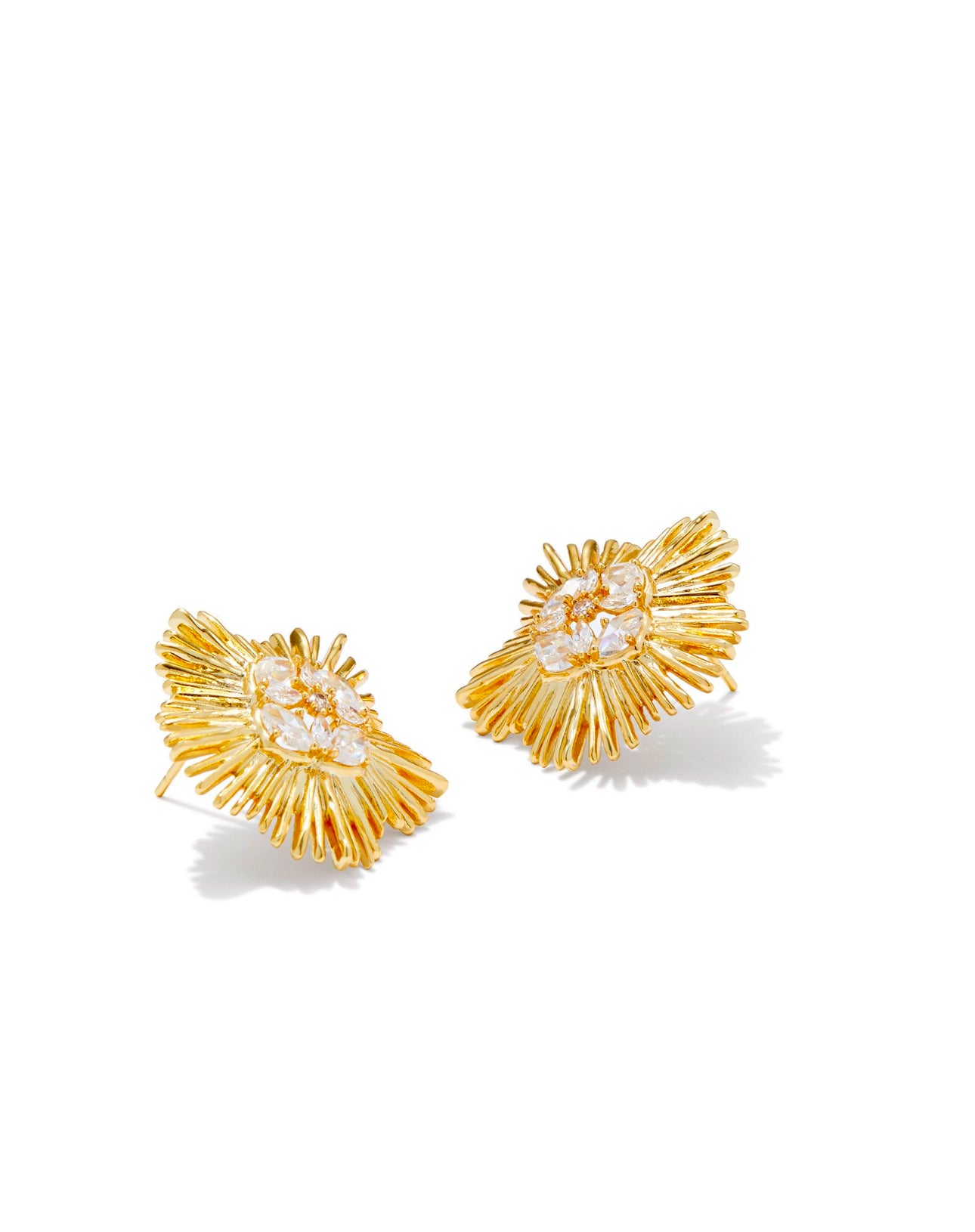  DIRA CRYSTAL STATEMENT STUD EARRINGS GOLD WHITE CRYSTAL