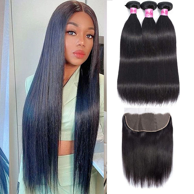 Befa hair Brazilian 13''x4'' Lace Frontal With 3Bundles Straight Hair ...