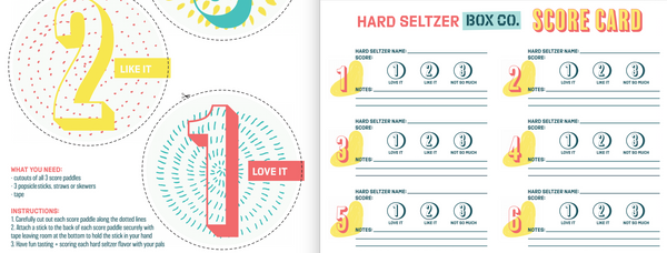 Screenshot of Printable Hard Seltzer Tasting Scorecard and Score Paddles