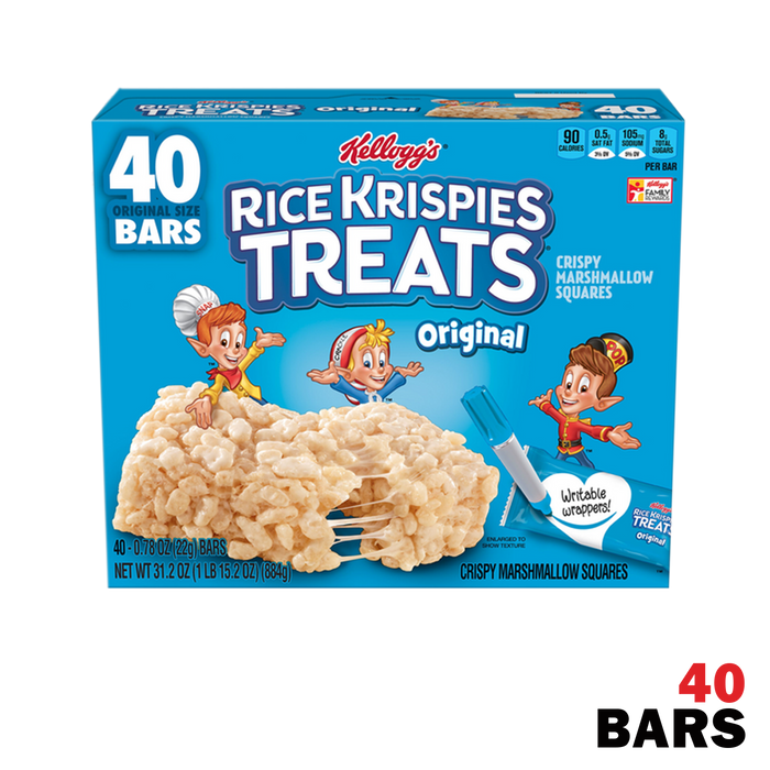40ct Kellogg's Original Rice Krispies Treats Crispy Marshmallow Square ...