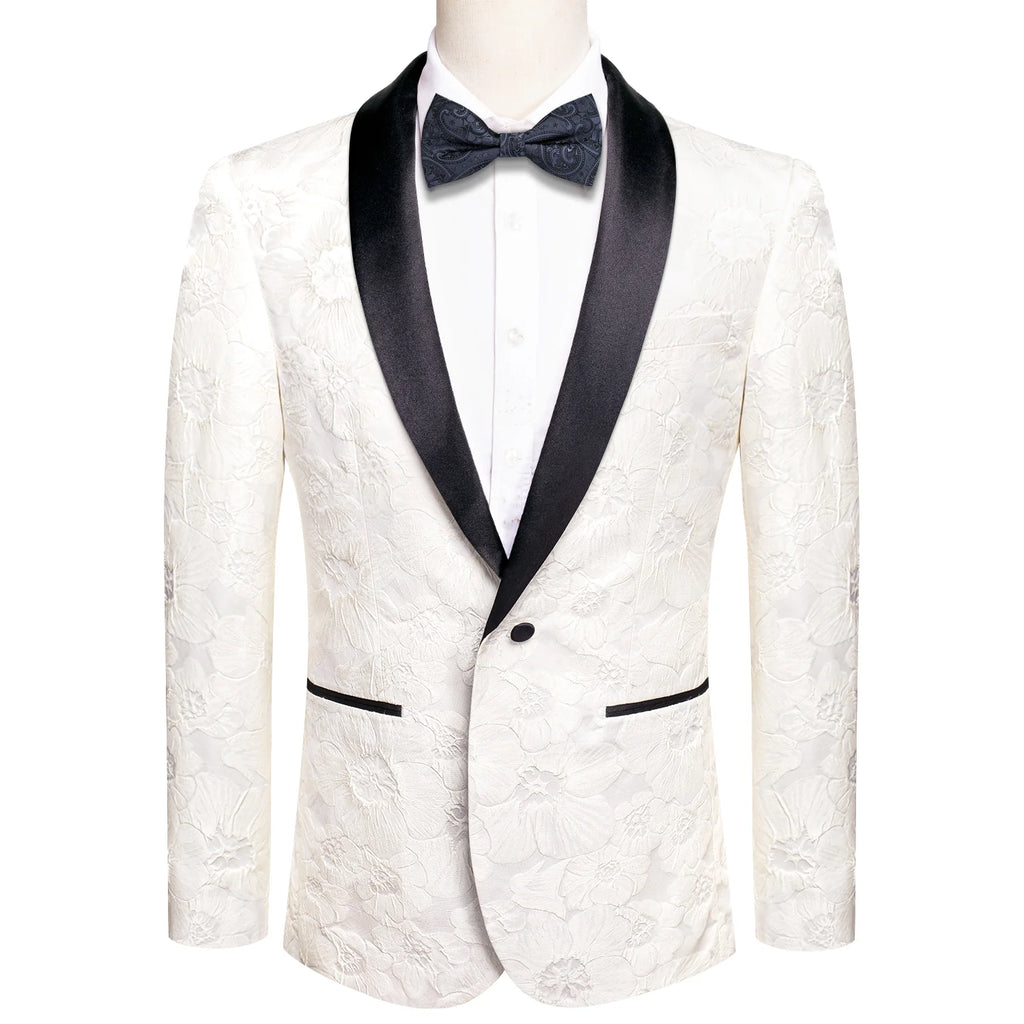 New Luxury Pure White Floral Men's Blazer