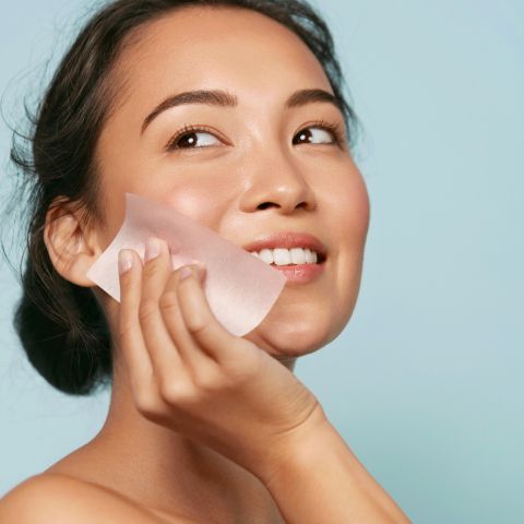 skin blotting with a tissue