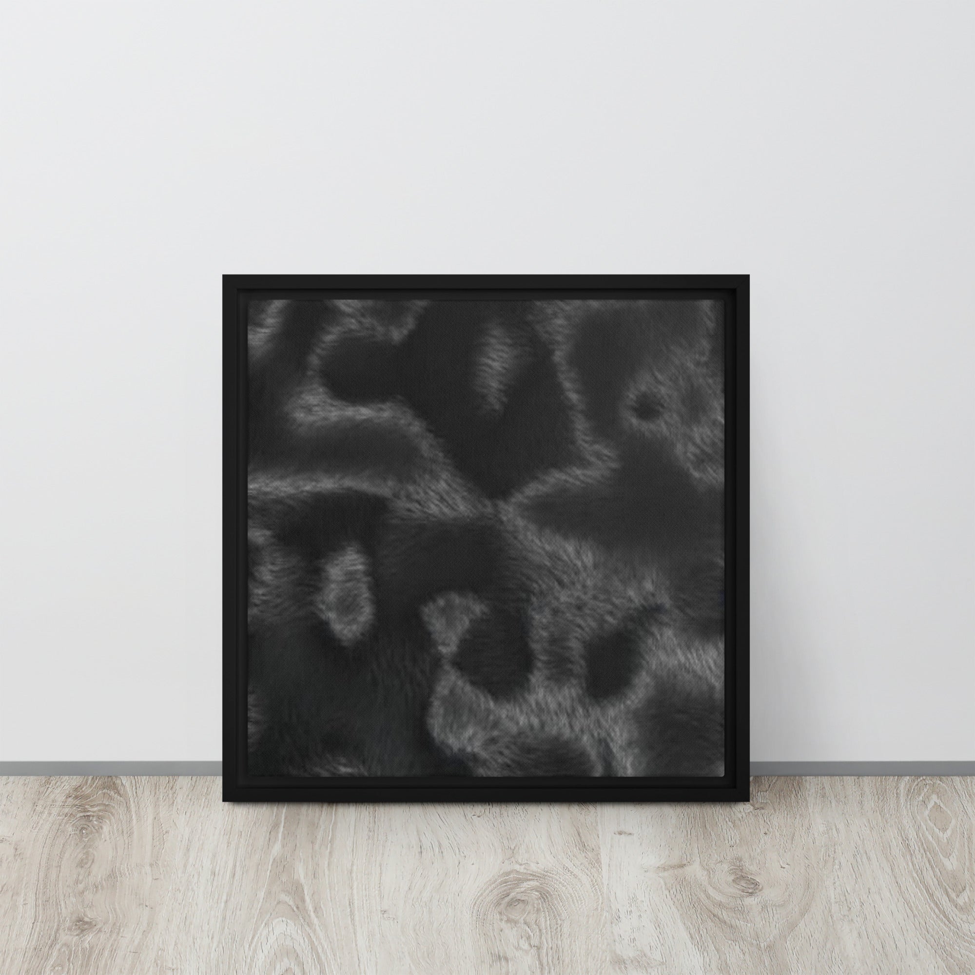 Mireille Fine Art, black cow fur canvas print artwork framed