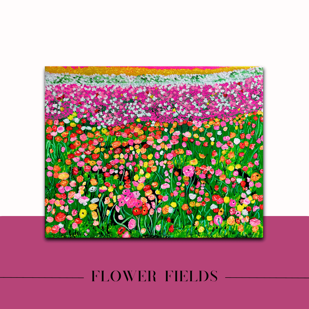 Mireille Fine Art, original acrylic on canvas fine art colorful textured flower painting