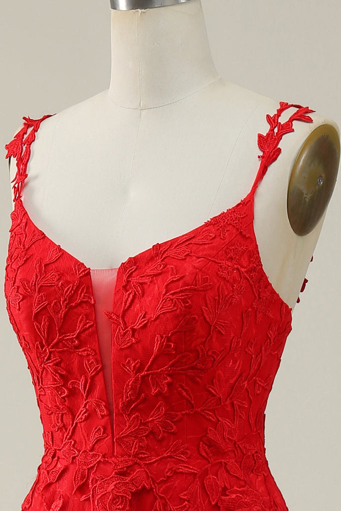 Zapakasa Women Red Long Prom Dress A Line Spaghetti Straps Formal Dress ...