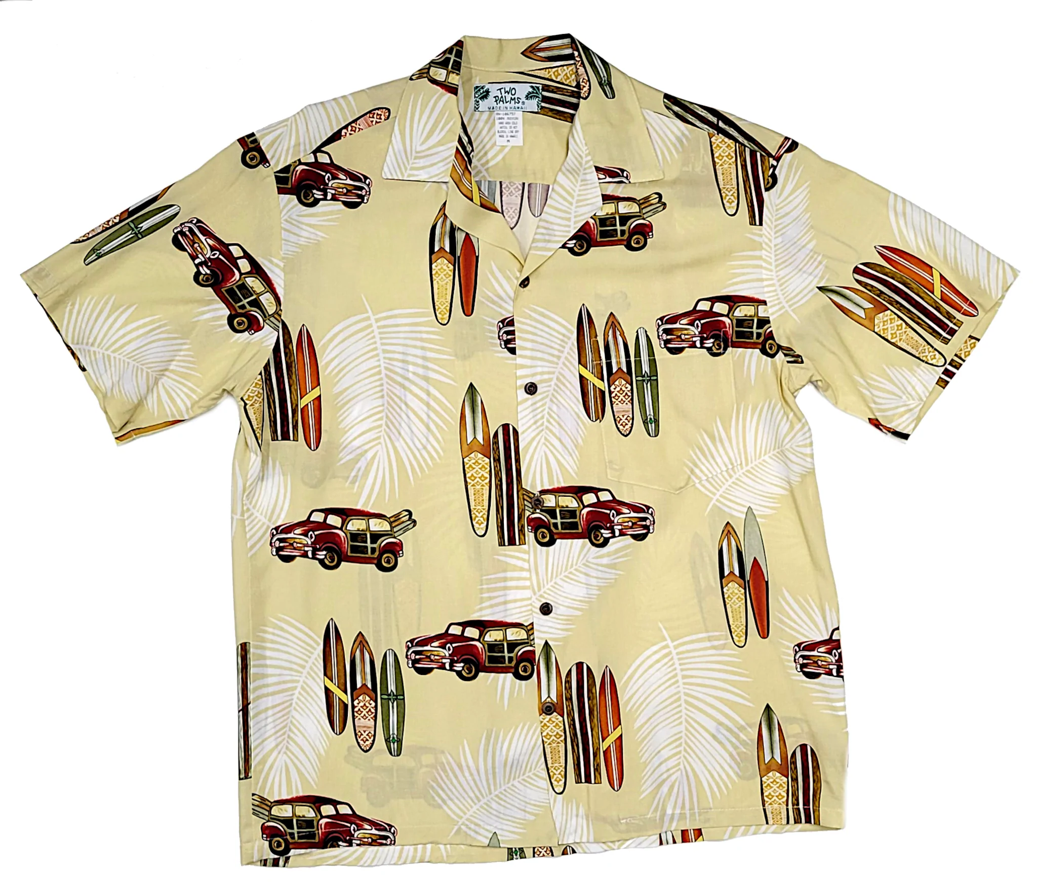 Two Palms Hawaii Golden Vintage Orange Hawaiian Shirt X-Large