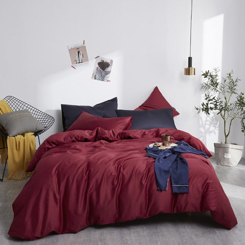 Housse de couette satin de coton rouge