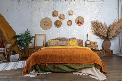 Chambre bohème chic orange