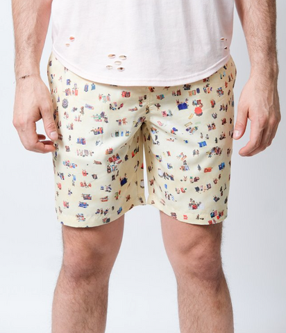 Aerial Beach Print Volley Shorts