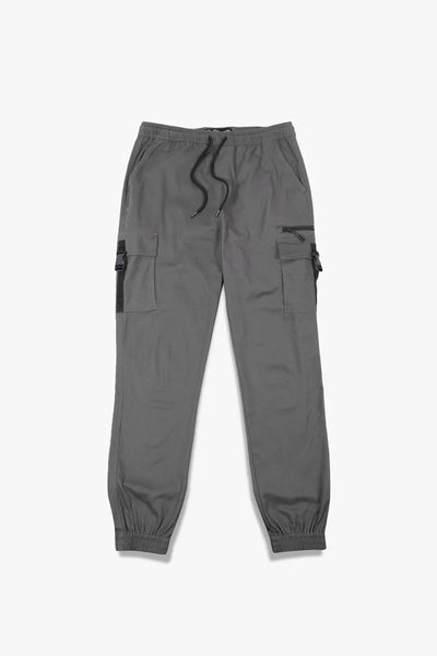 Zip Detail Buckle Pocket Twill Cargo Jogger