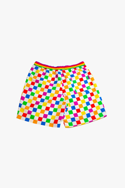 Rainbow Checker  7" Swim Shorts