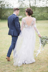 Silver Flora Backless Bridal Gown