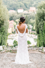 'Colette' Lace Backless Bridal Gown