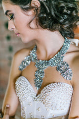 'Edie' Rhinestone Encrusted Bib Necklace